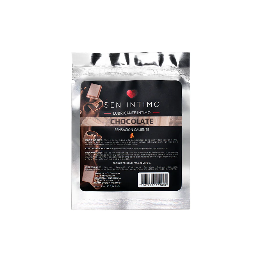 Lubricante Íntimo Chocolate Sachet Sensación Caliente x 7 ml