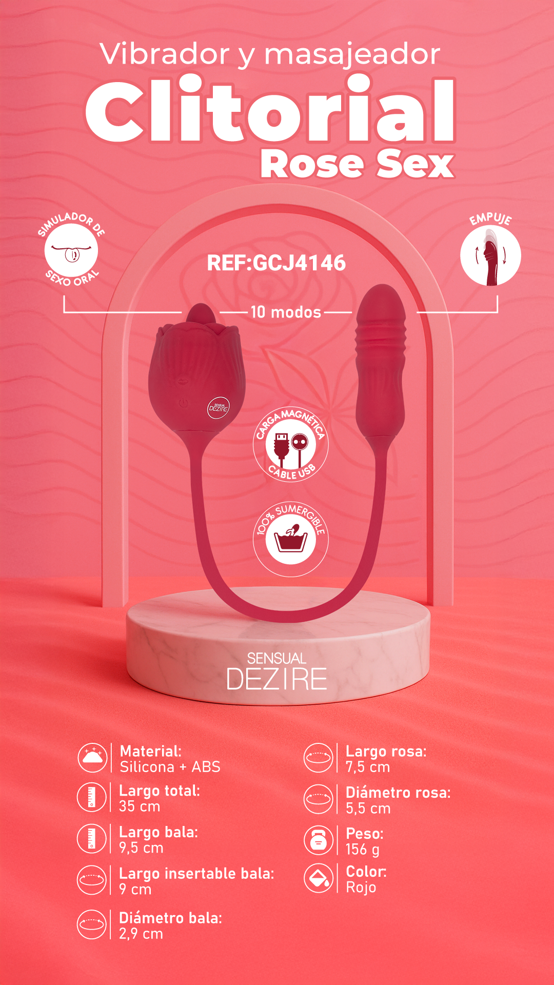 Rose Sex Masajeador Clitorial Vibrador